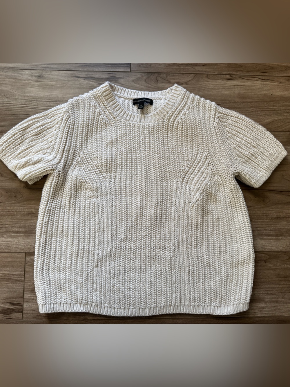 Banana Republic Cotton chunky Knit Short Sleeve Sweater Size Medium Cream color